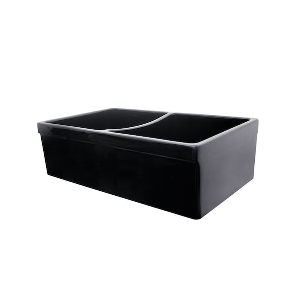 Whitehaus Rvrsbl Dbl Bowl Sink W/ 2 Lip On One Side And 2-1/2 Lip On The Opposit WHQDB532-BLACK - main